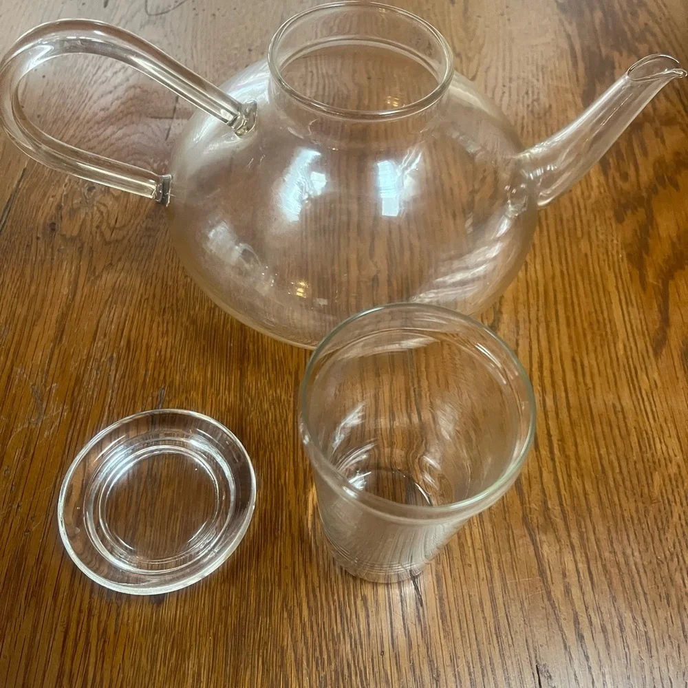 Modern Clear Glass Teapot w Removable Glass Insert |  Borosilicate Tea Pot 32 oz